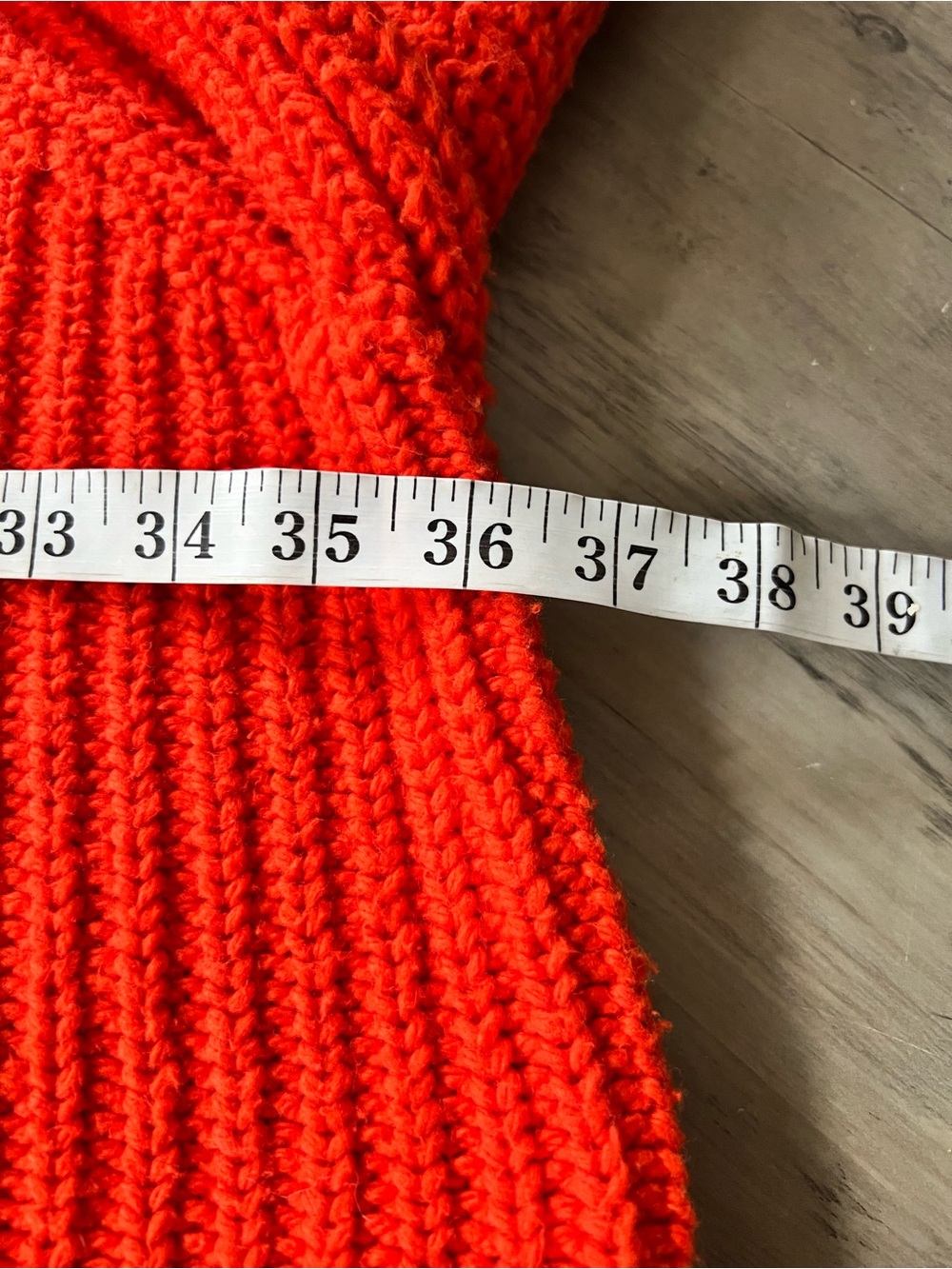 Anthropologie Moth Baja Orange Chunky Knit Oversized Cropped Sweater Size Medium - Picture 11 of 13